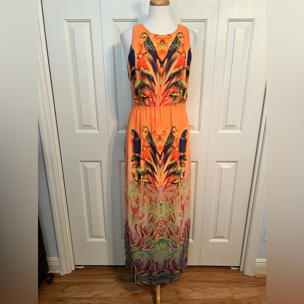 W118 by WALTER BAKER Tropical PARROT JUNGLE Maxi DRESS Size Small NWOT
